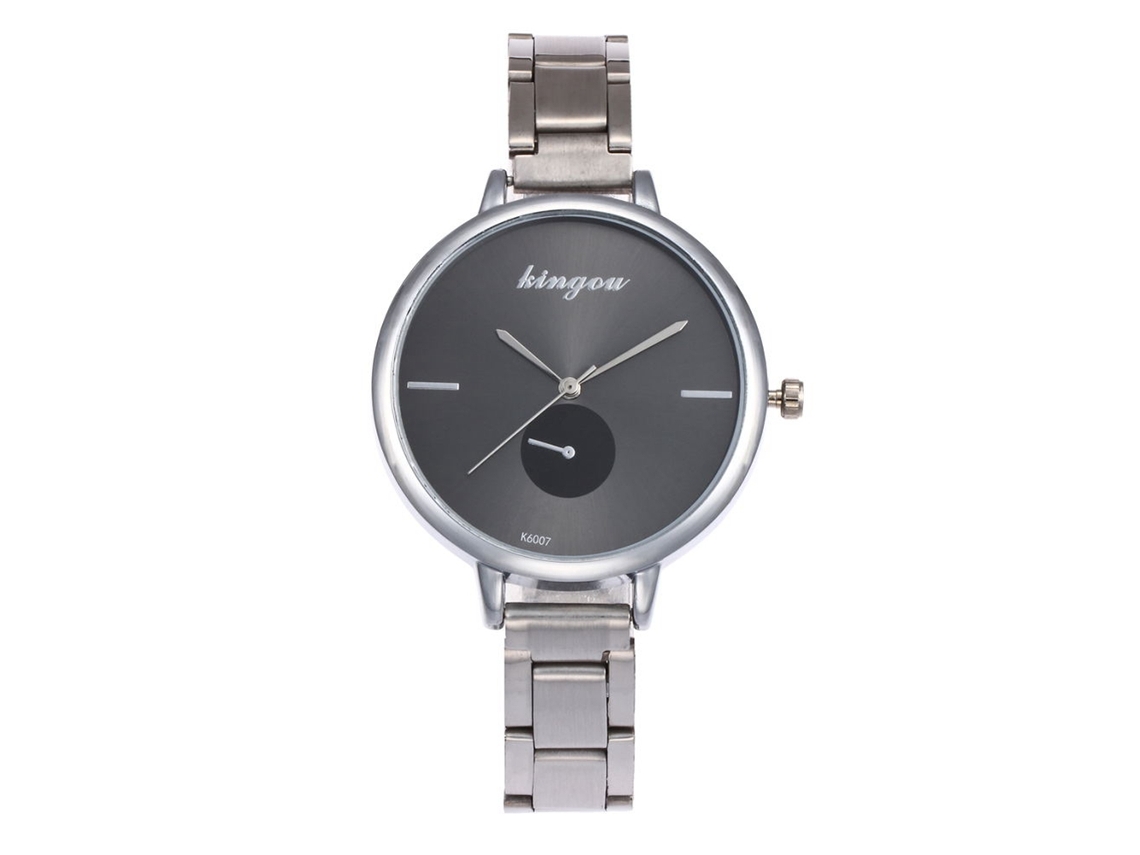 Reloj De Pulsera Analógico De Cuarzo Para Mujer Con Brazalete De Acero Fino Y Sencillo, Color Plata Y Negro.