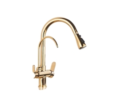 Grifo de cocina extraíble con filtro de agua, dorado OEM