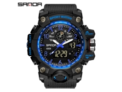 Reloj Deportivo Multifuncional, Moderno Y Elegante (negro Y Azul para Hombre) Con Acabado Luminoso.