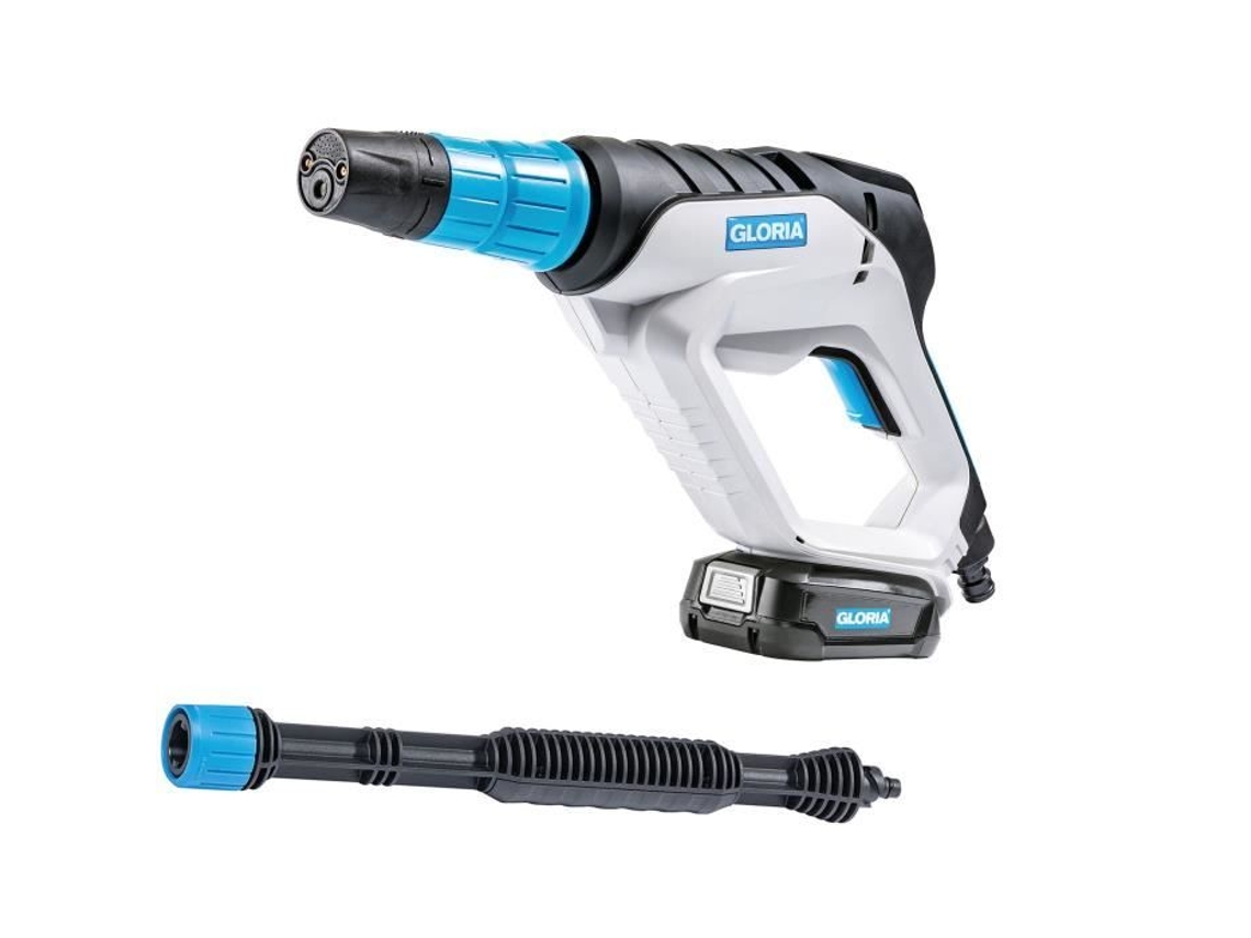 GLORIA - MultiJet 18V - Sistema de limpeza de pressão móvel multifuncional (bateria de 2 -5Ah e carregador fornecidos)