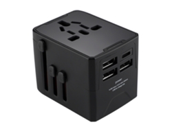 Adaptador De Energia Multifuncional Para Viagem Com 3 Usb/1 Tipo C GERTIZ (preto)