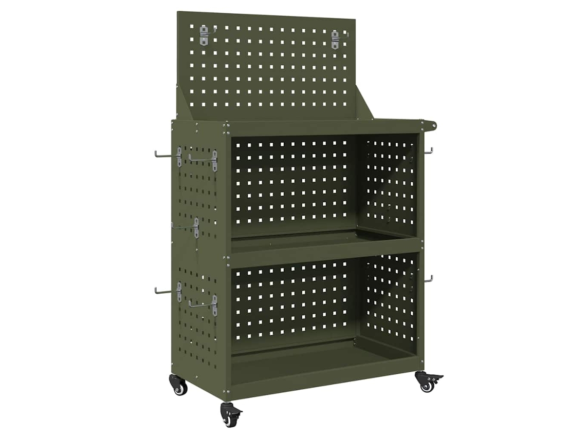 Maison Exclusive - Carro De Herramientas Con Estante Verde Oliva 65 X 35 X 111 Cm
