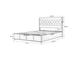 Cama contenedor tapizada en lino - Decorada con remaches - Con somier de láminas - 140x190cm - Gris claro