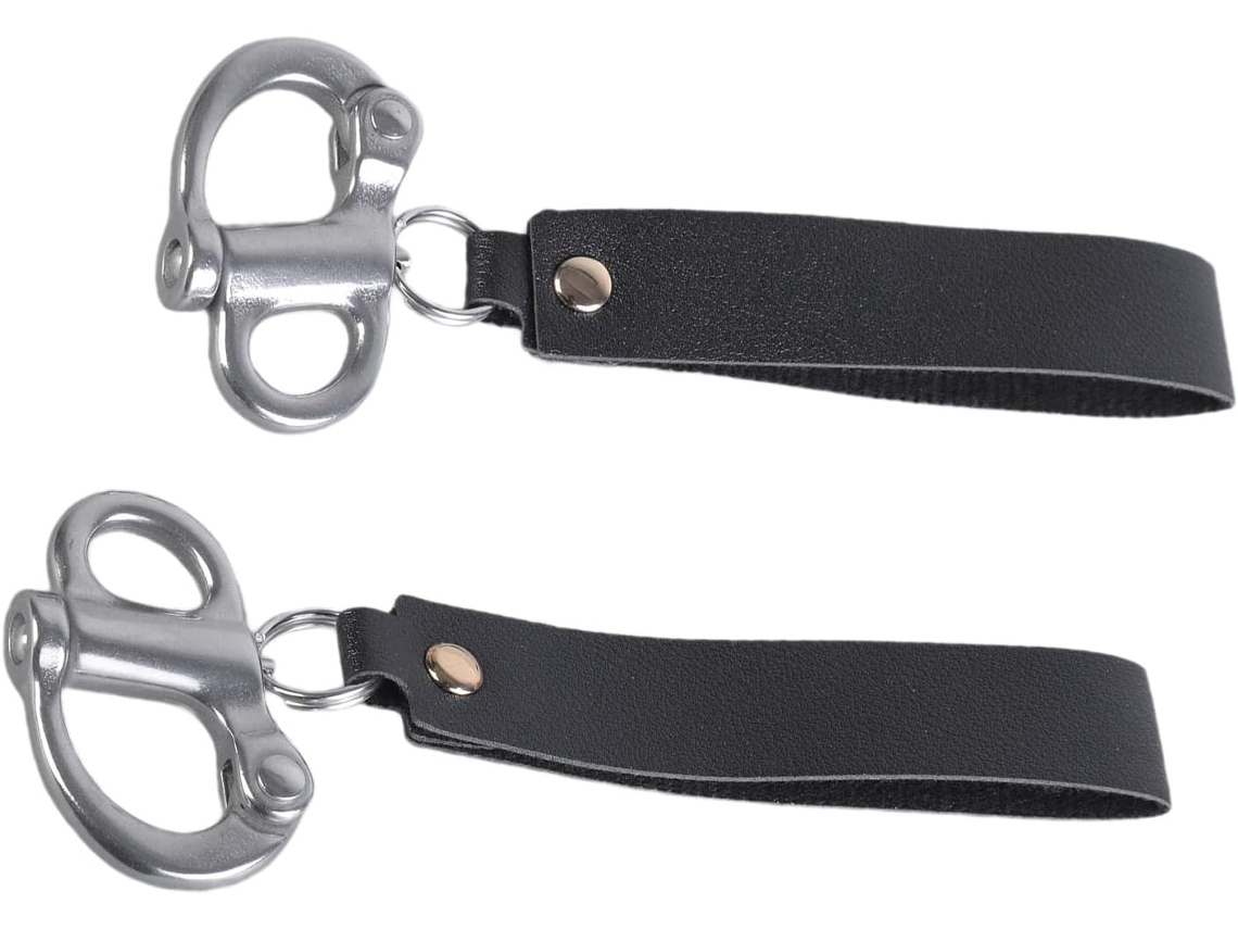 Scba - 2 Grilletes De Liberación Rápida Con Mango De Cuero De Acero Inoxidable Para Bomberos De Liberación Rápida Con