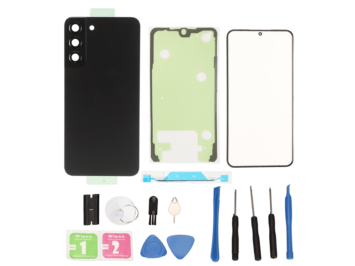Conjunto Tampa Vidro Traseiro Para S22+plus Com Kit Reparo Profissional Instalação Fácil Preto