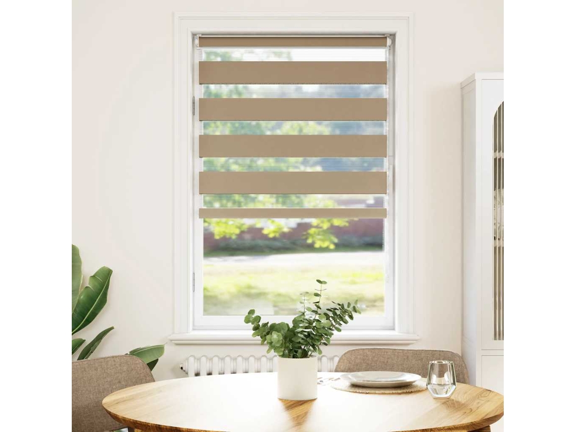 Maison Exclusive - Estor Cebra Marrón Arena Tejido Ancho 75,9 Cm Poliéster