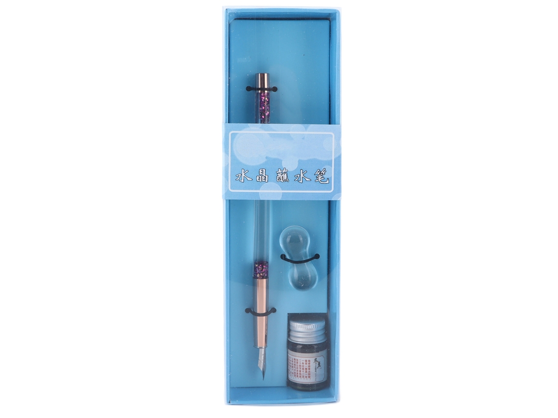 Pluma De Inmersión De Vidrio Duradera Bonita Decorativa Cómoda Kit De Caligrafía Portátil Con Pluma Punto Azul Para Regalo