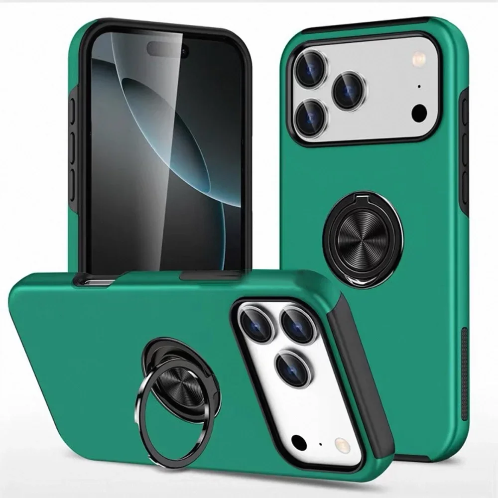 (verde Oscuro, Iphone 14 Plus) Funda Para Teléfono Con Soporte Magnético De Anillo Sencillo, Funda Protectora De Plástico A Prueba De Golpes.