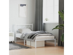Estructura Cama Sin Colchón Con Cabecero Metal Blanco 90x200 Cm