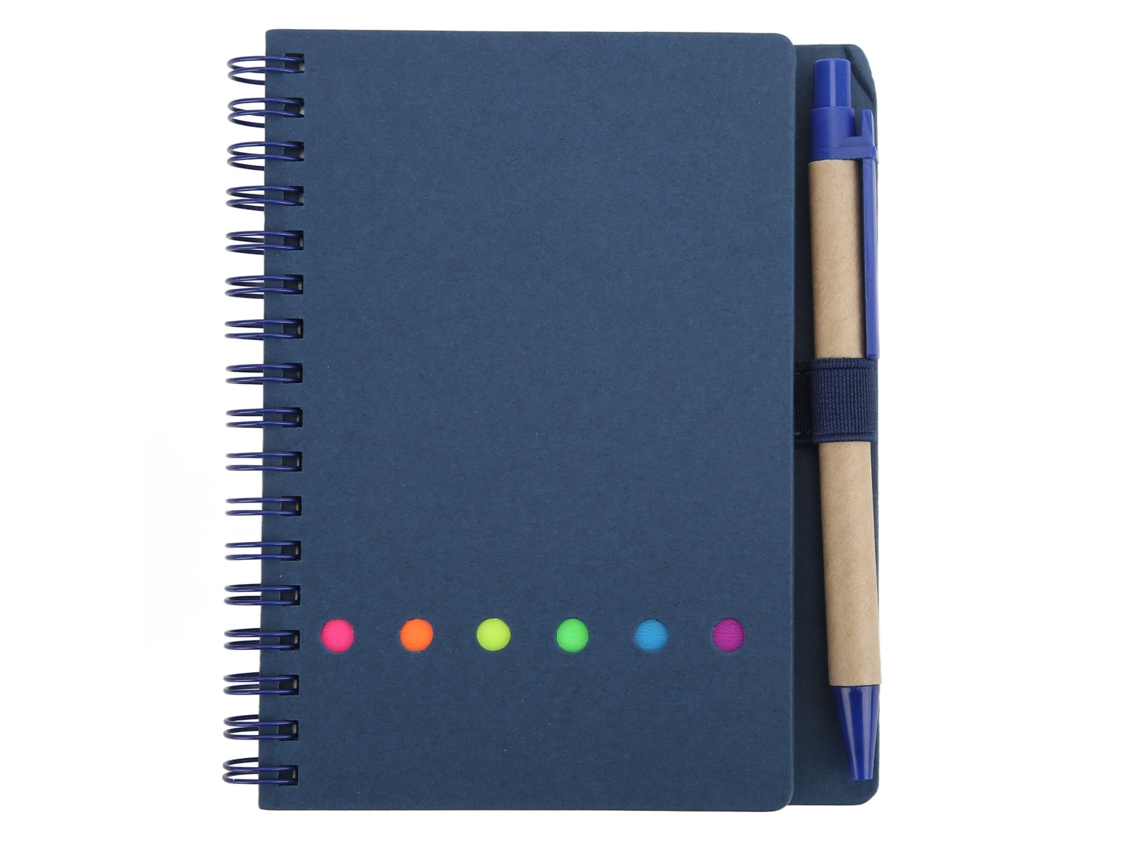 Cuaderno de Cuero con Encuadernación de Doble Espiral, Portátil, Sencillo, con Bolígrafo Incluido, Azul, para Estudiantes y Uso de Oficina.
