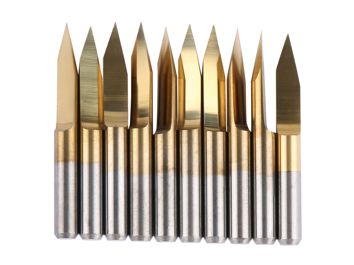 10 Brocas De Grabado Cnc De 3,175 Mm, Acero De Tungsteno Con Revestimiento De Titanio, 30°, Herramienta Para Trabajar La Madera
