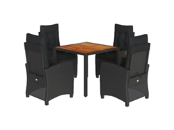 Maison Exclusive - Set De Muebles Jardín 5 Pzas Con Cojines Ratán Sintético Negro
