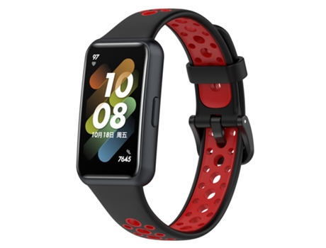 Correa Smartwatch para Huawei Band 7/7 NFC Silicona Transpirable Bicolor (Negro + Rojo)