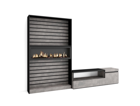 Muebles de Salón para TV 260x186x35cm Para TV hasta 65 Chimenea eléctrica Cemento
