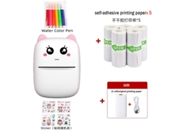 Impresora Térmica Inalámbrica De 203 Dpi. Impresión Sin Tinta Con Papel Autoadhesivo, Bolígrafo De Acuarela Y Pegatinas, Color Rosa. GERTIZ