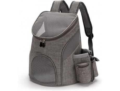 Transportin Mochilas Para Perros Pequeños Gatos Conejos Bolsa De Transporte Para Mascotas Viajes. Color Gris Talla S DED