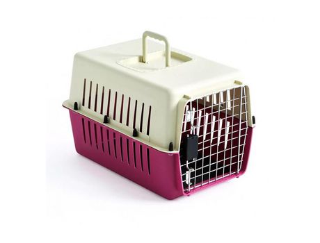 Transportin Para Perros Gatos Mascotas Kennel Portátil Rígido Con Reja Metálica Y Seguro Doble 50X33X33Cm GE