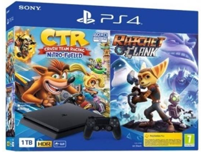 Consola PS4 Slim + Crash Team Racing + Ratchet & Clank (1 TB)