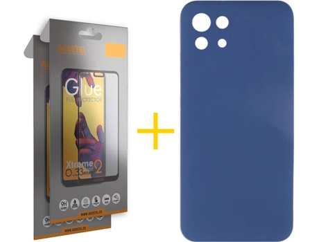 Kit Funda + 2 Protectores de Pantalla Xiaomi Mi 11 Lite 5G ACCETEL Liso Azul