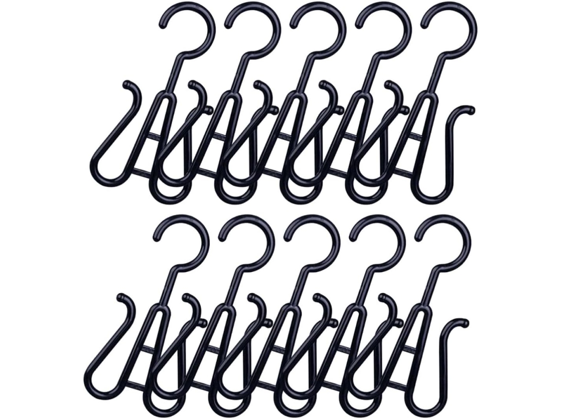 Organizador Zapatos Negro 10 Piezas Ligero Ganchos Dobles Colgar Plástico Estantes Zapateros
