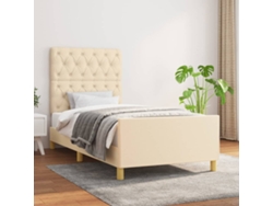 Cama con Somier y Cabecero Tecido Beige (80x200 cm)
