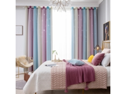 Juego de cortinas de dos piezas con estrellas degradadas y doble capa para dormitorio o sala de estar
