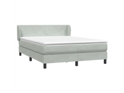 Maison Exclusive - Cama Box Spring Con Colchón Terciopelo Gris Claro 160x220 Cm