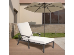Tumbona Reclinable Ajustable, Cojín Impermeable, Para Patio Y Piscina, Aluminio, Beige.