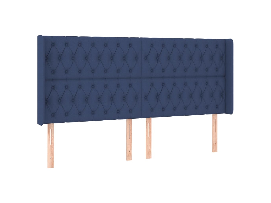 Maison Exclusive - Cabecero Con Orejas De Tela Azul 203x16x118/128 Cm