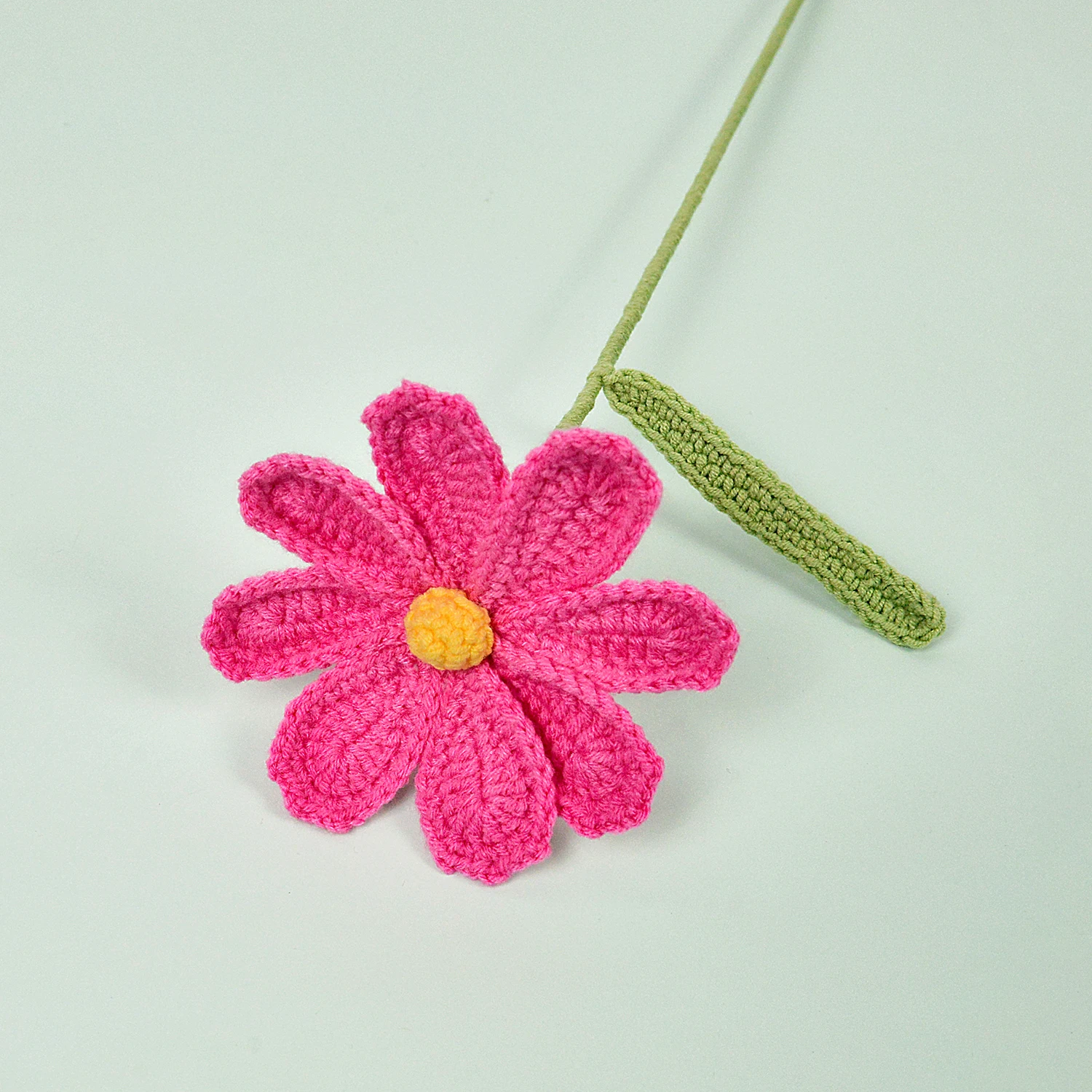 (rosa - 1 Peça) Ramo De Flor De Crochê, Flor Tricotada Em Crochê, Ideal Para Entusiastas De Trabalhos Manuais, Um Presente Perfeito.