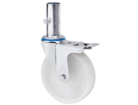Rueda giratora andamio freno 12zvafd200-tn nylon blanco eje liso ALEX