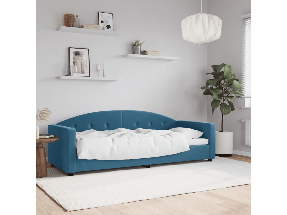 Sofá Cama Sin Colchón Terciopelo Azul 80x200 Cm