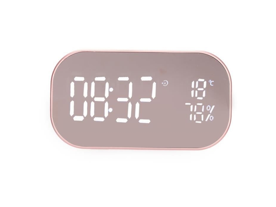 Despertador de Mesa HURRISE Reloj Digital Multifuncional Fm con Altavoz para Soporte de Sonido Oro Rosa