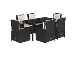 Maison Exclusive - Set De Comedor De Jardín 7 Pzas Y Cojines Ratán Sintético Negro