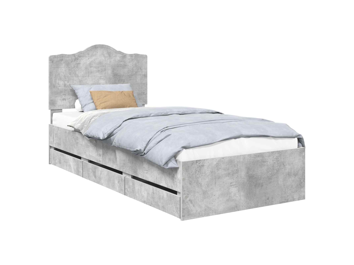 Maison Exclusive - Estructura De Cama Gris Concreto 90 X 190 Cm Madera Ingenieril