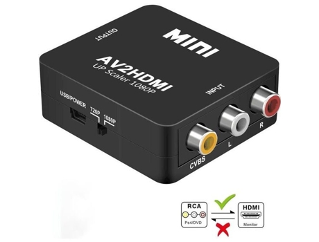 Adaptador ZAMUS Mini Av Rca a Hdmi Cvbs a Hdmi Converter S 1080P Adaptador de vídeo para consola Ps2 Wii