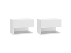 Juego de 2 mesitas de noche de pared con cajones y estante, 46 x 29,5 x 30 cm, madera de ingeniería blanca, Dec036016, Décoshop26