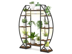 Soporte Para Plantas De Interior Costway Con Lámpara De Cultivo (10 Estantes - Metal - Marrón + Negro)