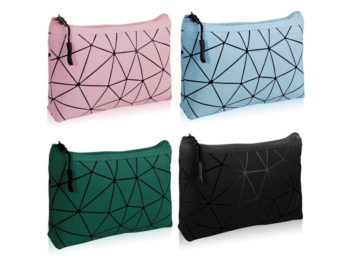 4 Bolsas De Maquillaje Pequeñas Impermeables Para Bolso, Viaje (verde+azul+rosa+negro)