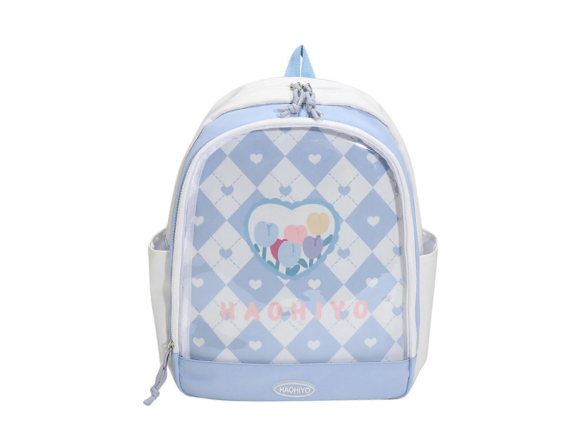 Mochila escolar de nailon transparente para adolescentes y jóvenes adultos, mochila informal para estudiantes, mochila para libros para mujer, azul.
