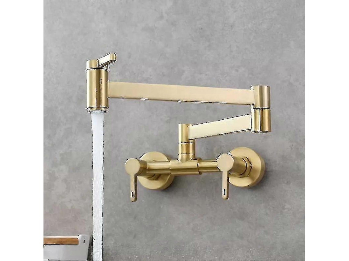Grifo de latón con brazo oscilante, adecuado para cocina, baño (dorado)