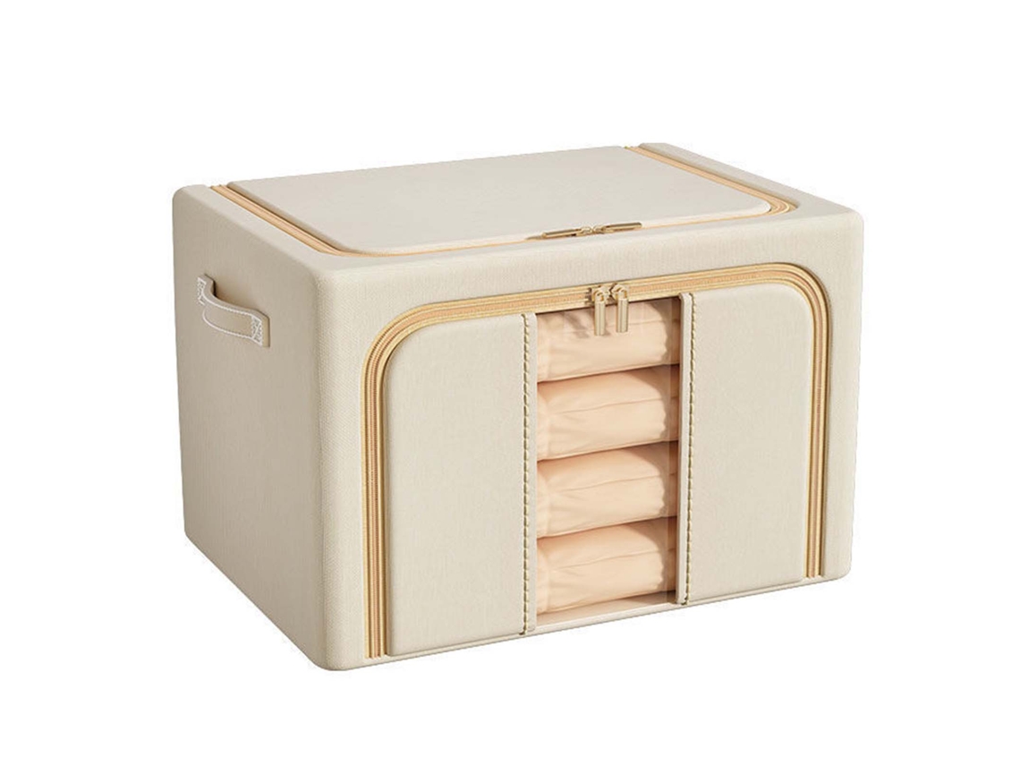 Caja de almacenamiento de tela plegable de gran capacidad para el hogar, organizador de ropa y colchas, color caqui