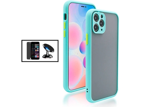Kit Carcasa + Protector de Pantalla Privacidad + Soporte Magnético iPhone SE 2022 G4M Azul Claro