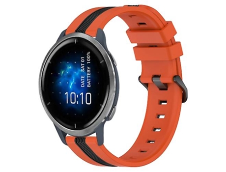Correa para Garmin Venu 2 22 mm Correa de reloj de silicona bicolor vertical naranja-negro VENISYMLIS