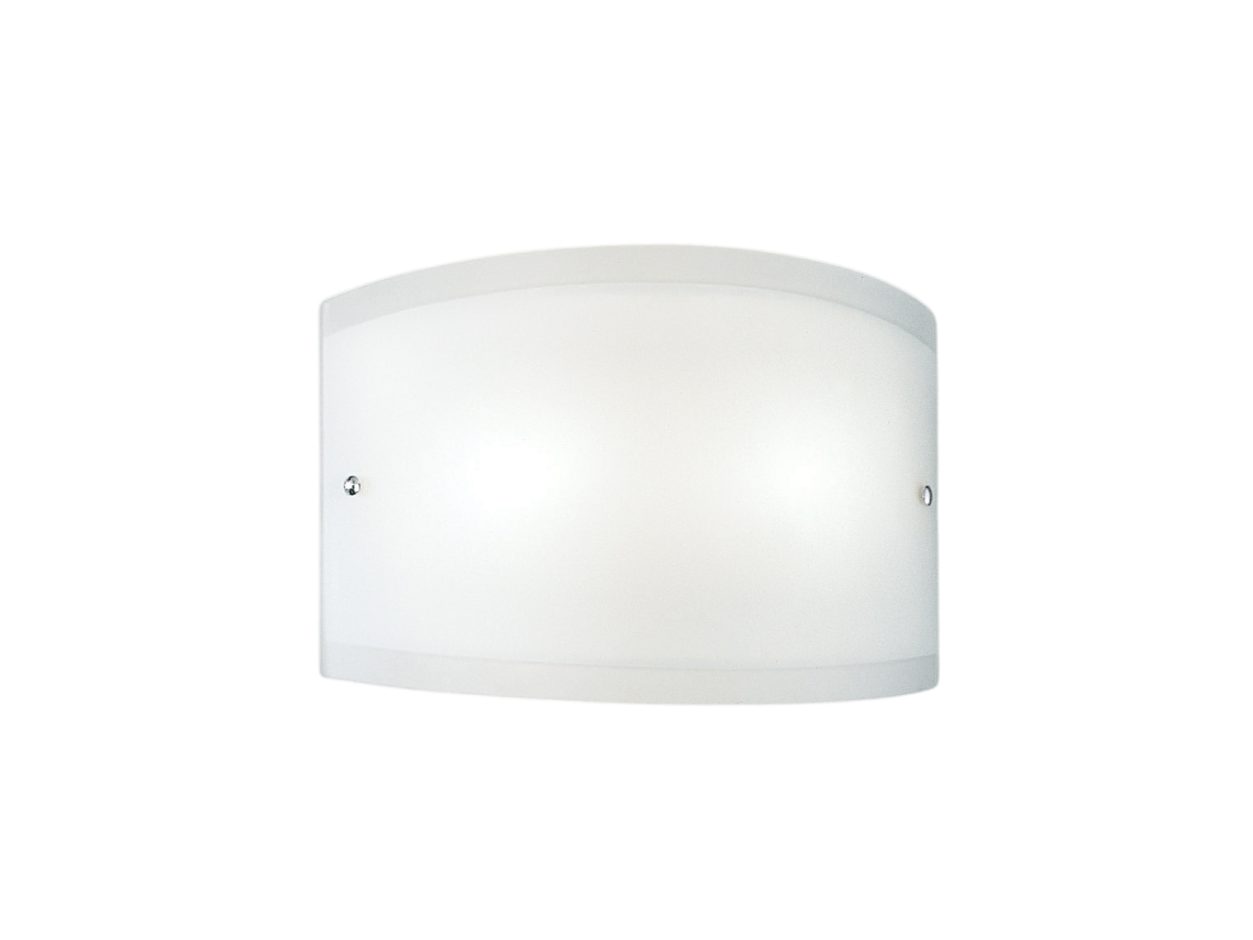 Aplique de pared Lecce en cristal blanco satinado de 35x12 cm, 1 bombilla E27, máx. 42 W, IP20, estructura metálica con detalles cromados, bombilla no incluida.