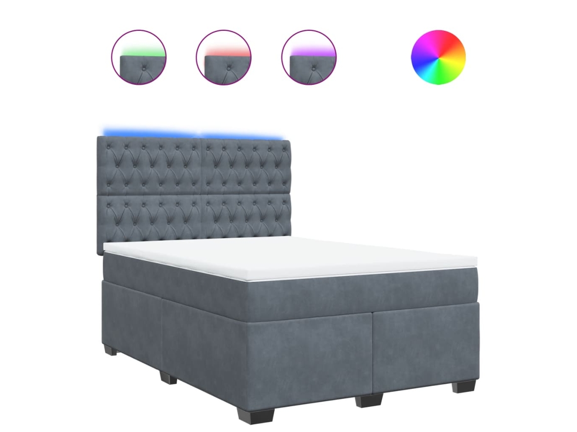 Maison Exclusive - Cama Box Spring Con Colchón Terciopelo Gris Oscuro 140x190 Cm