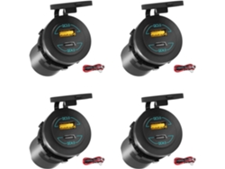 Juego De 4 Cargadores Para Coche Quick Charge 4.0 Pd Qc 3.0 Usb 12v 24v 60w