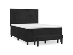 Maison Exclusive - Cama Box Spring Con Colchón Terciopelo Negro 140x190 Cm