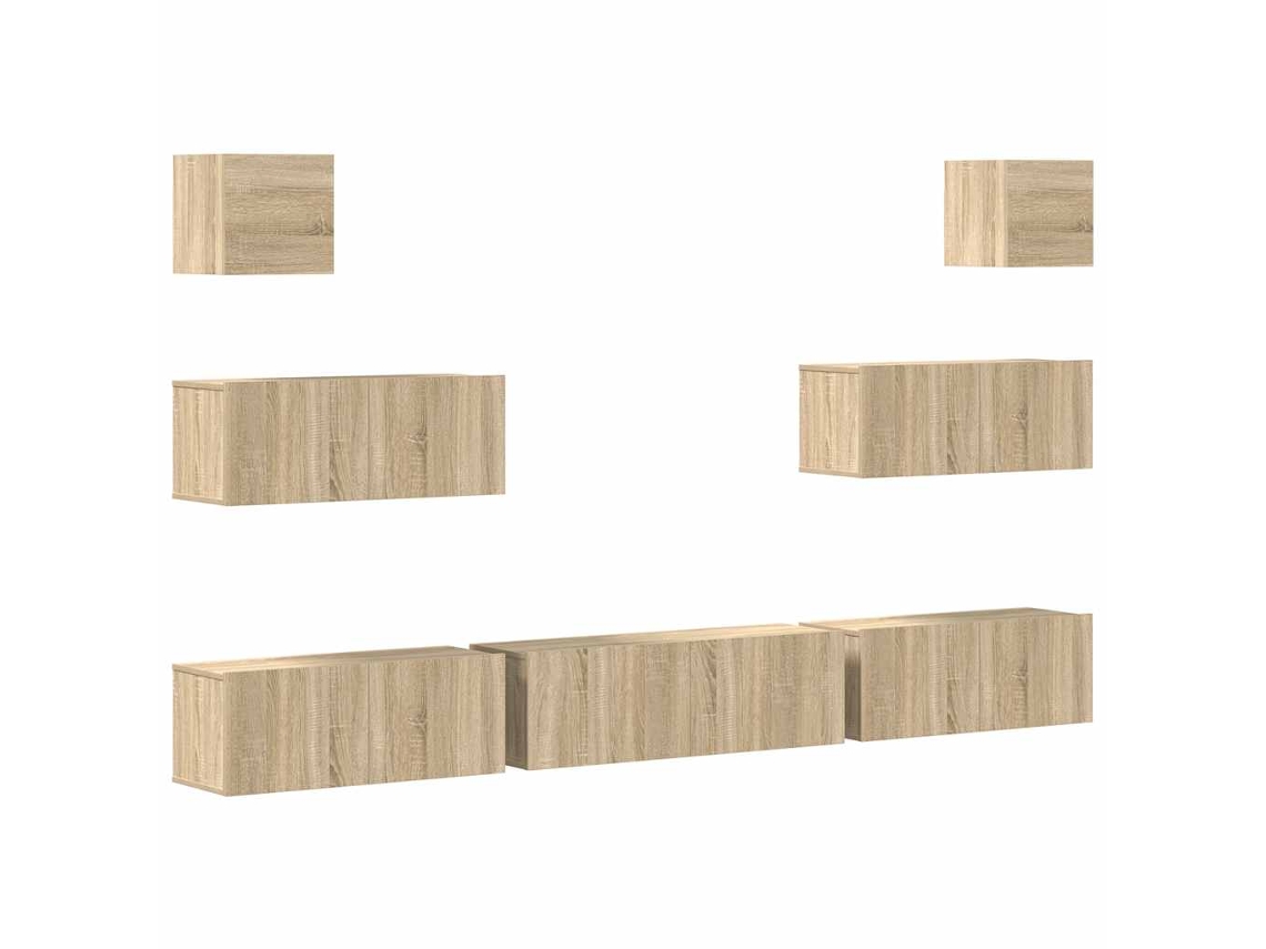 Maison Exclusive - Set De Muebles Para Tv 7 Pzas Madera Contrachapada Roble Sonoma