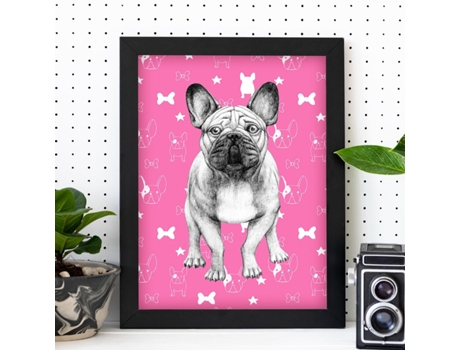 Póster NACNIC de Bulldog Rosa. Decorativa de Perros.